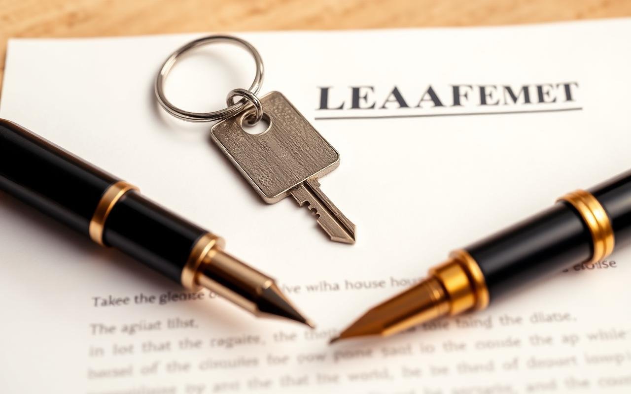 House keys resting on a Chennai lease agreement with a fountain pen